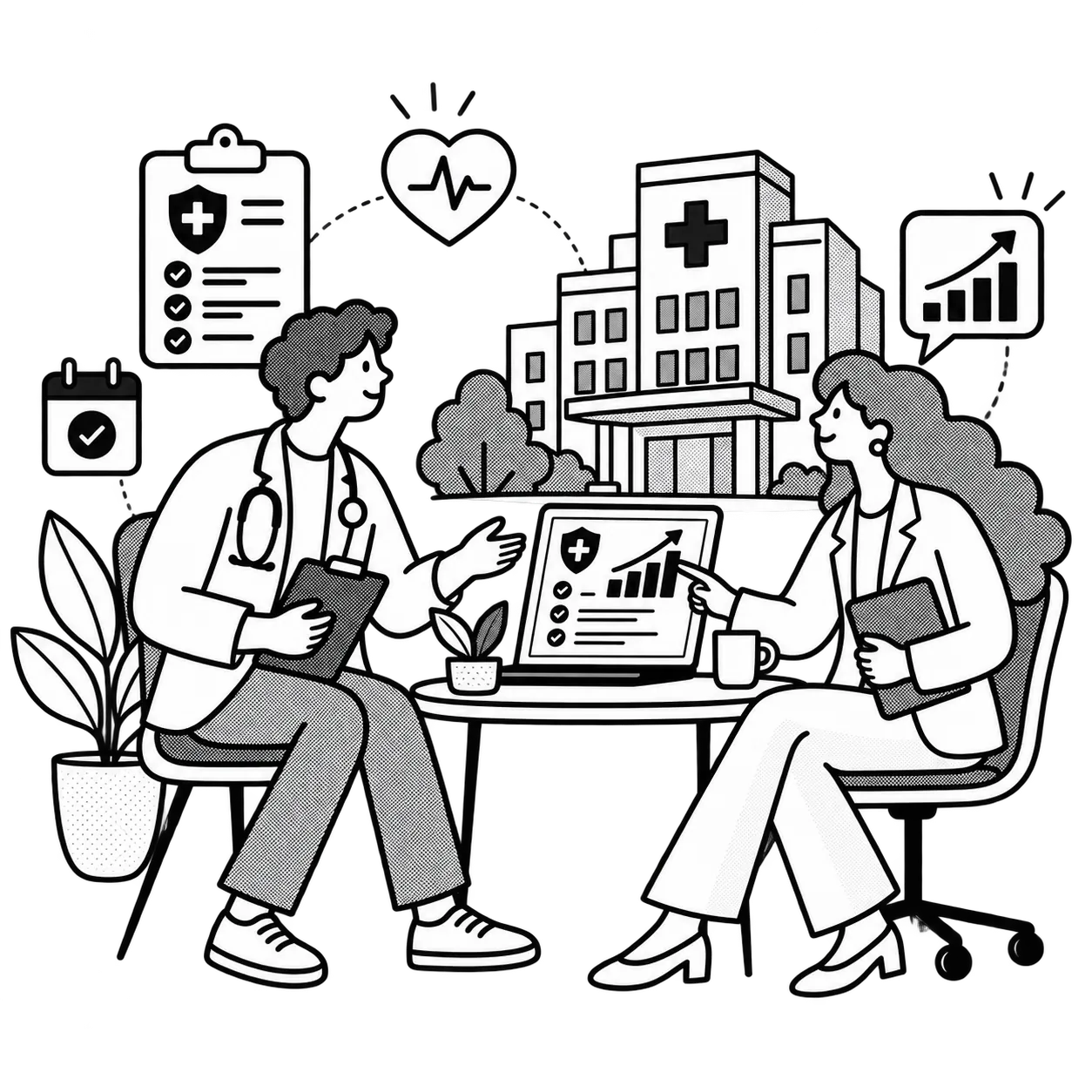 Illustration of a healthcare workplace literacy story
