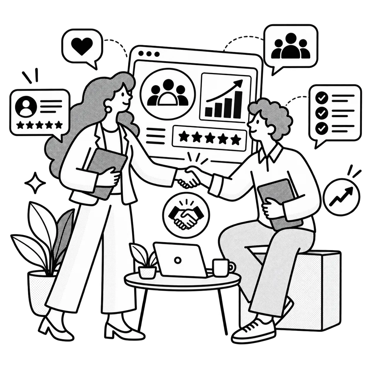 Illustration of workplace customer stories