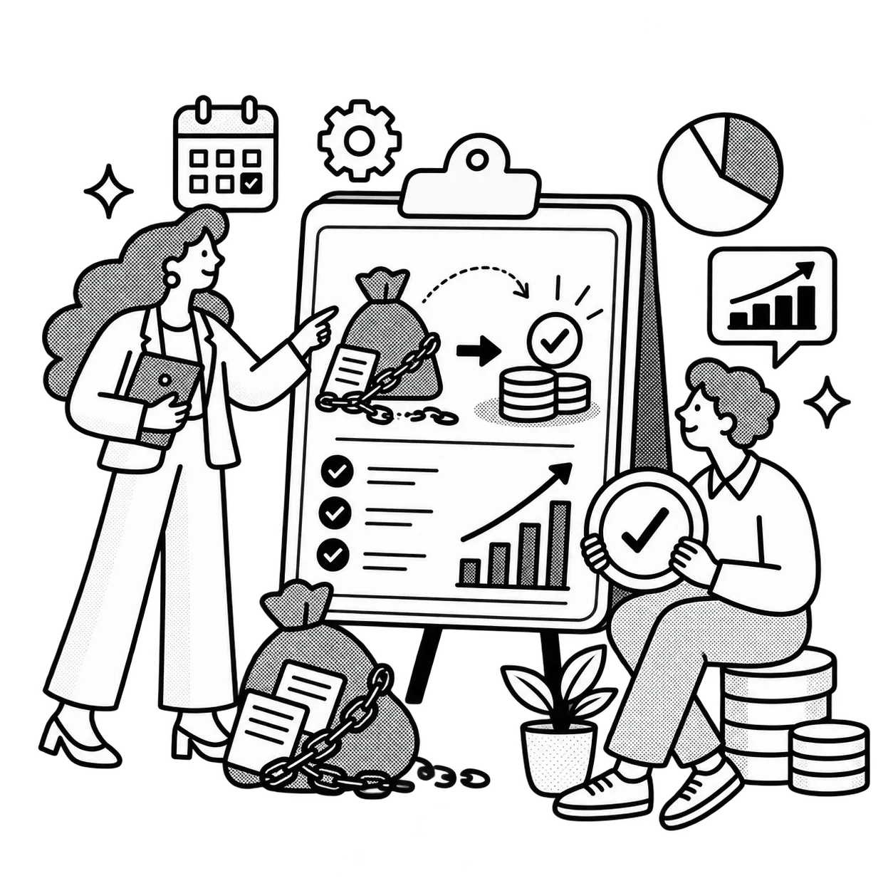 Illustration of debt and EMI education