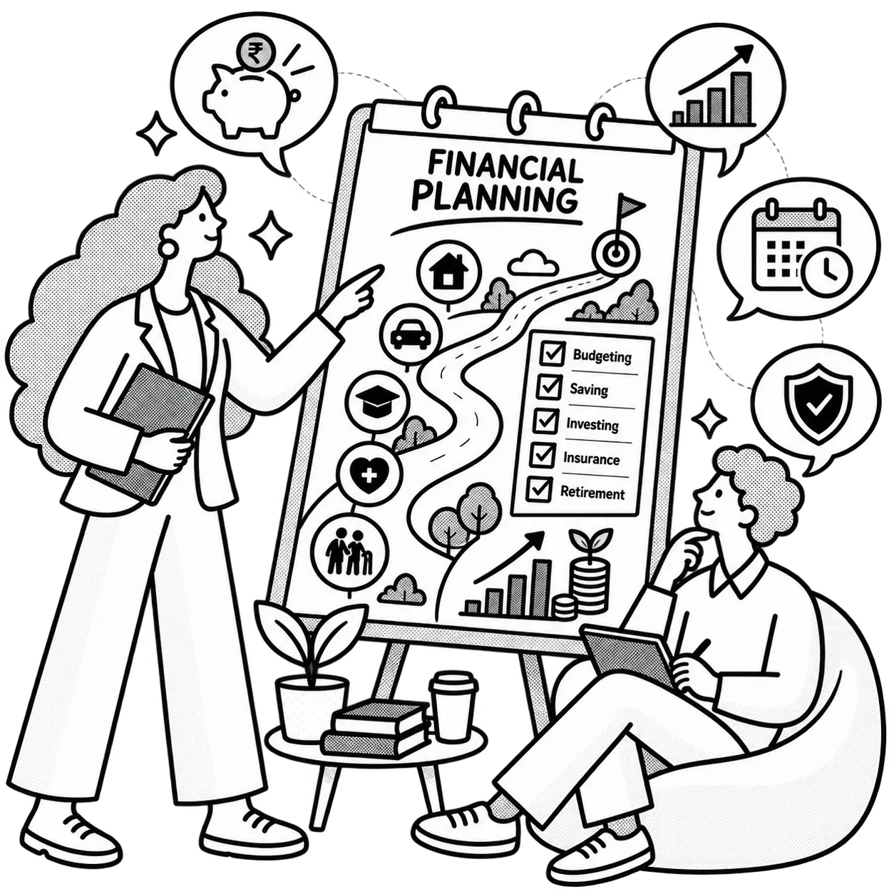 Illustration of financial planning education