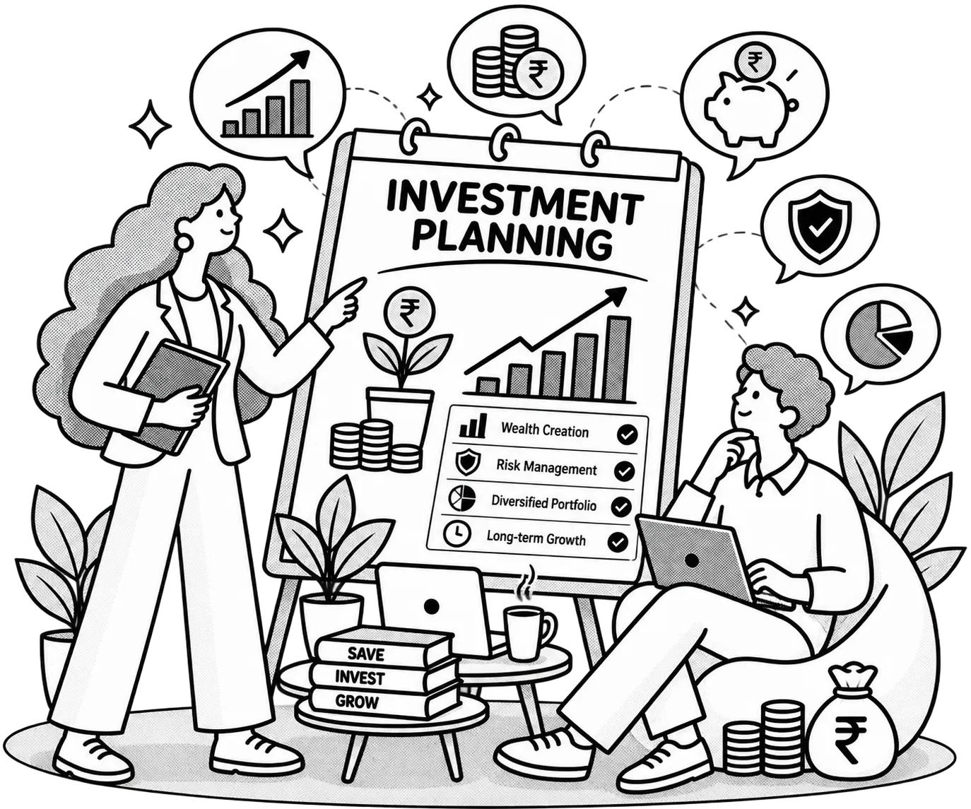 Illustration of investment guidance education