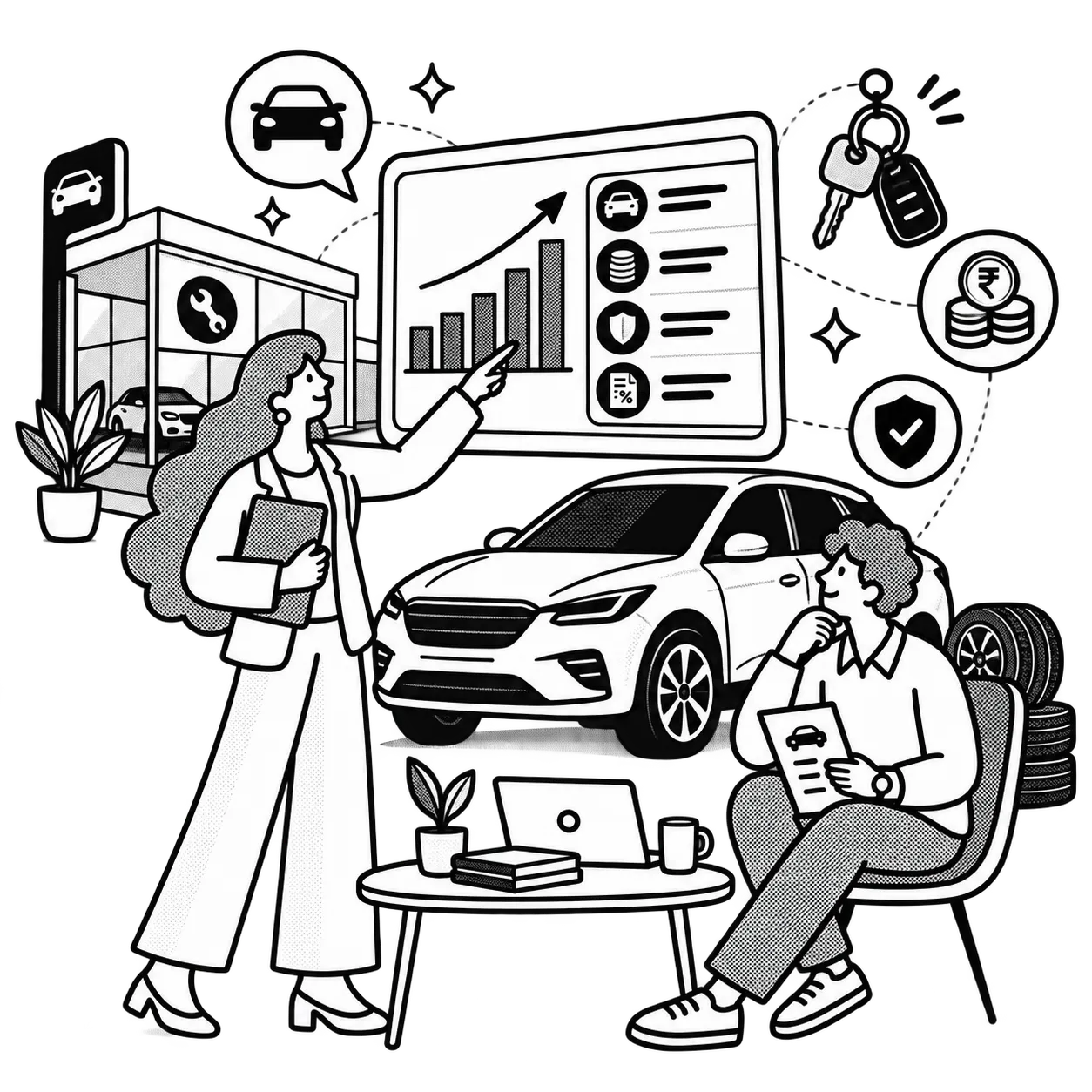 Illustration of financial literacy for automotive employees