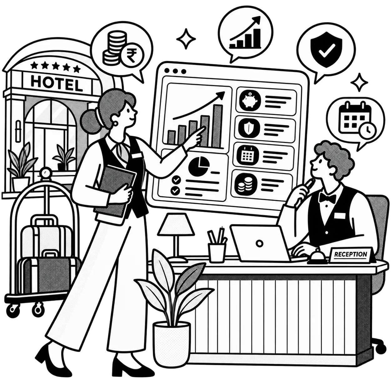 Illustration of financial literacy for hospitality employees