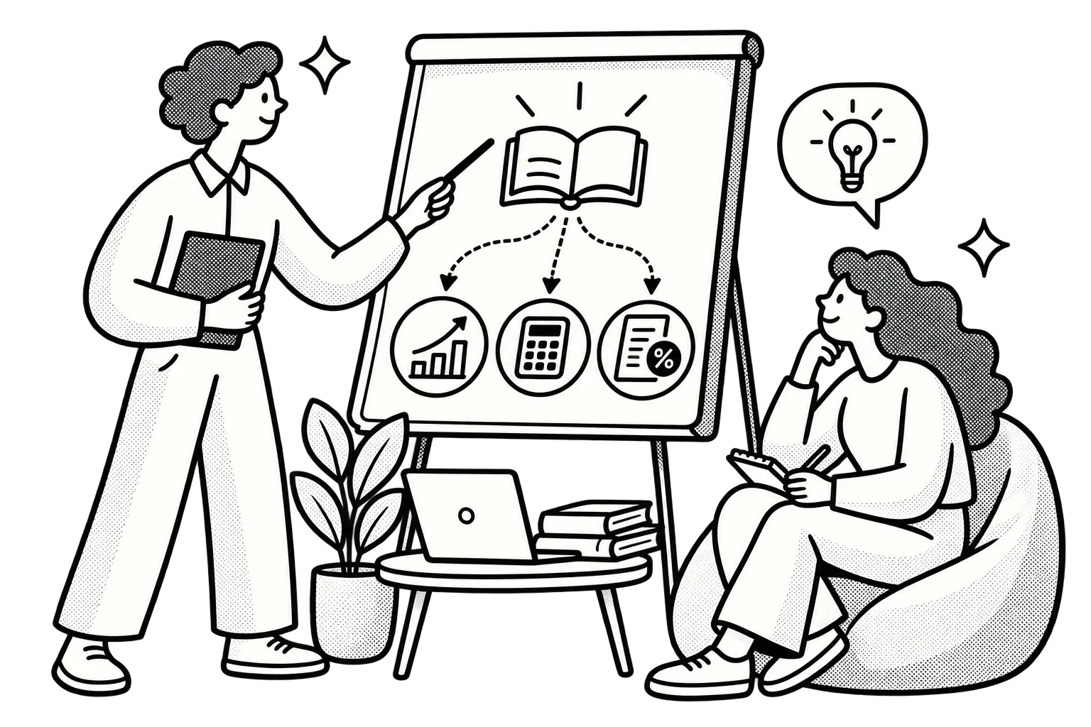 Illustration of a workplace financial literacy session