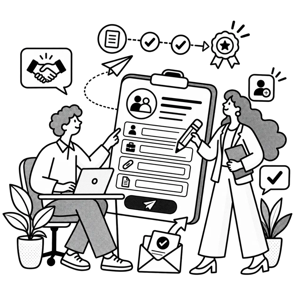 Illustration of applying to partner with Saventh