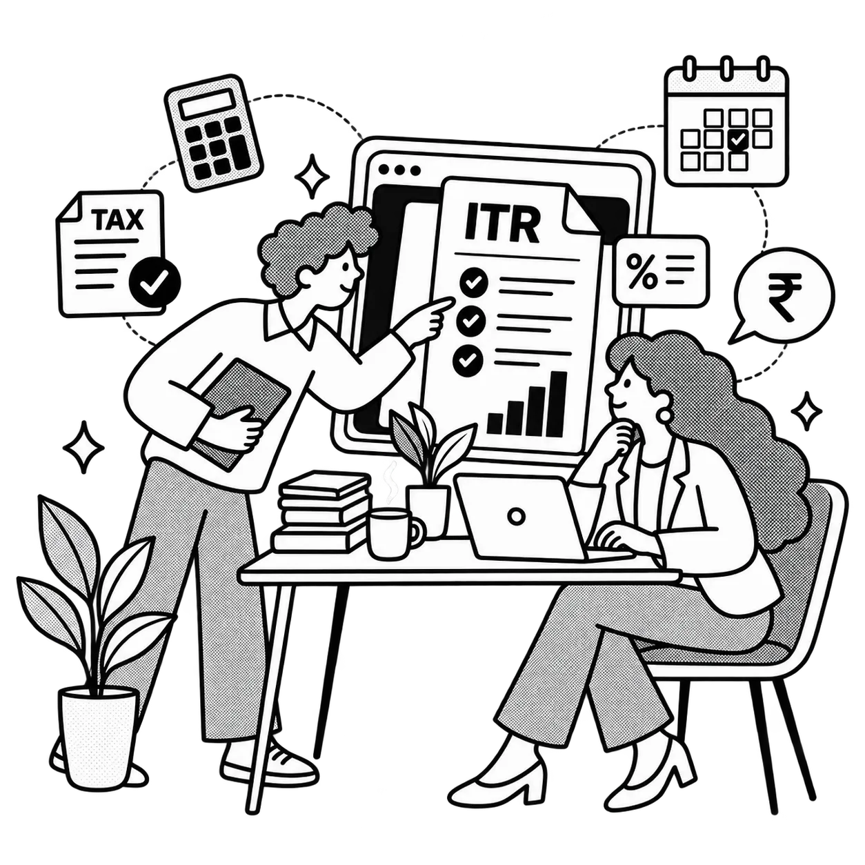Illustration of tax filing education