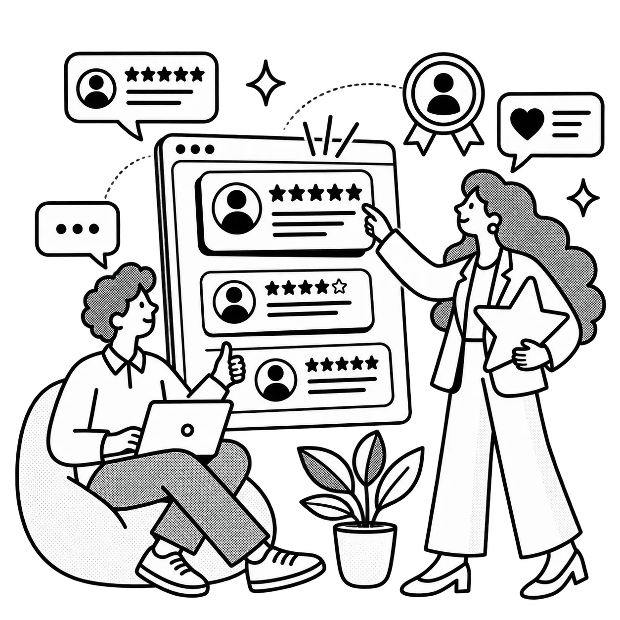 Illustration of customer testimonials